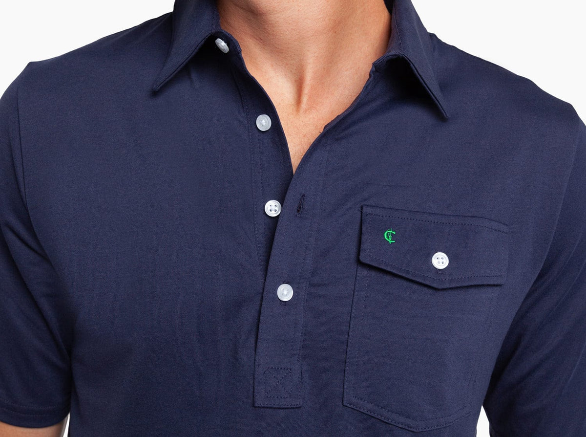 Criquet Performance Players Shirt in Nassau Navy, studio photo