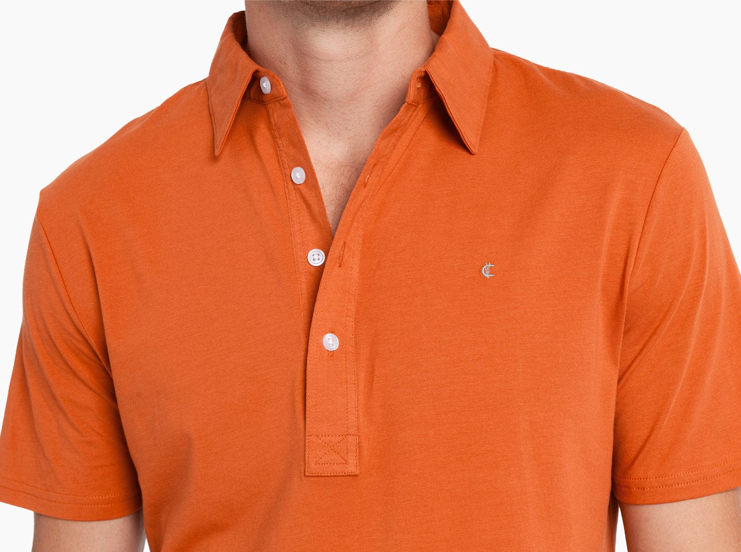 Criquet Slim Fit Top-Shelf Range Polo in Burnt Orange, studio photo - Secondary