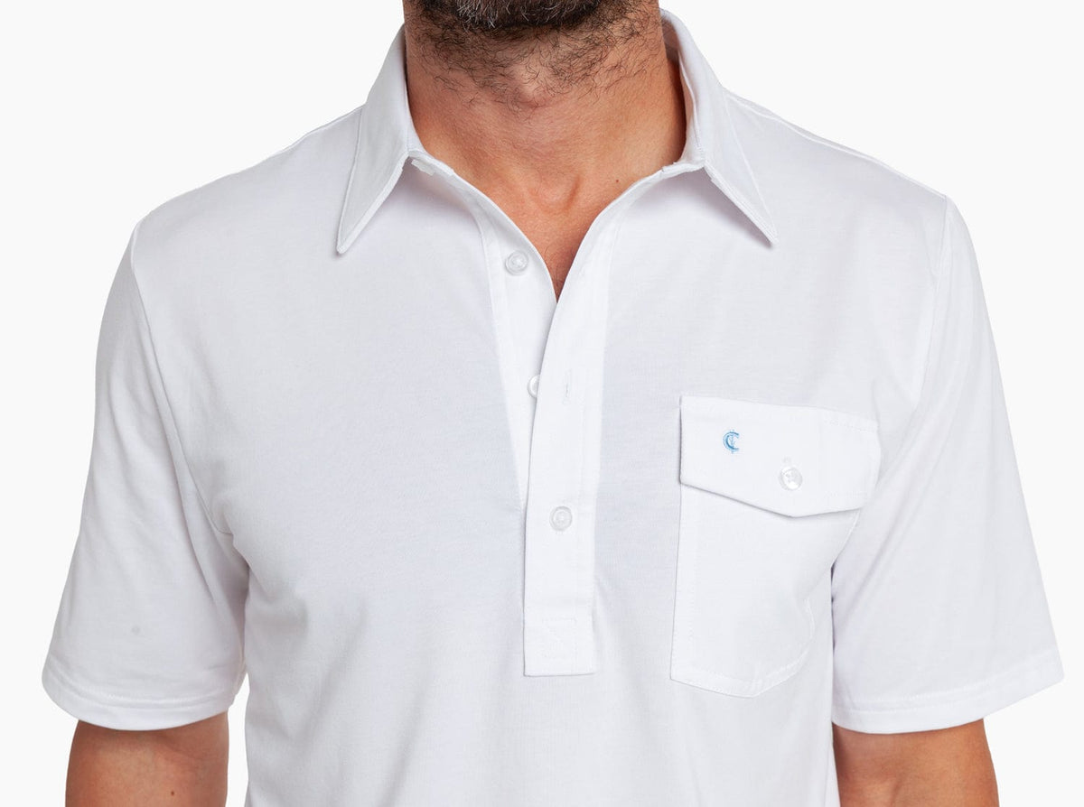 Criquet Performance Players Shirt in Bright White, studio photo