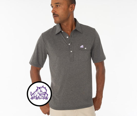 Criquet TCU in Coach's Performance Players Shirt, Horned Frog, Heather Gray, view 1