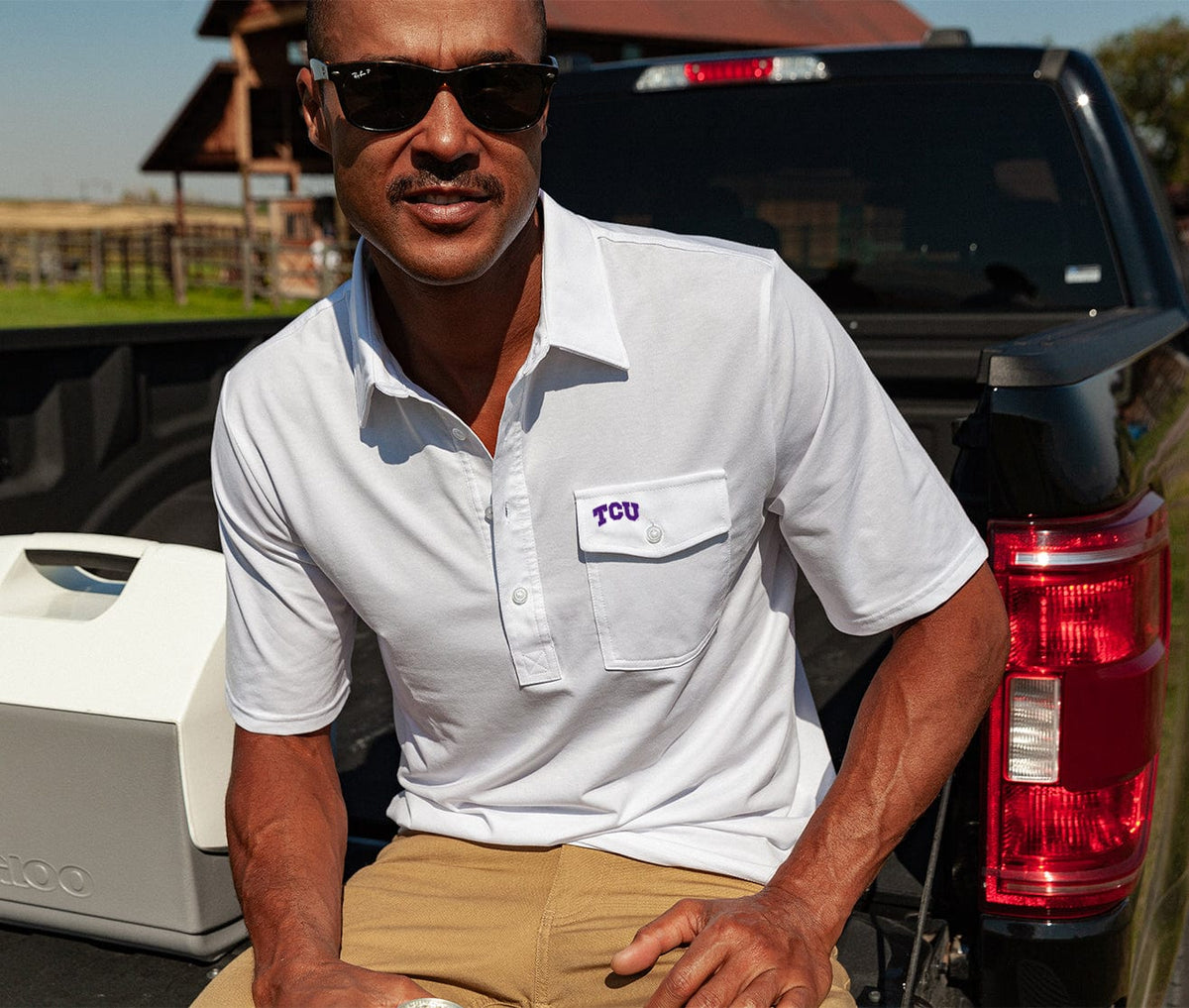 Criquet TCU in Coach's Performance Players Shirt, TCU Mark, White, view 2