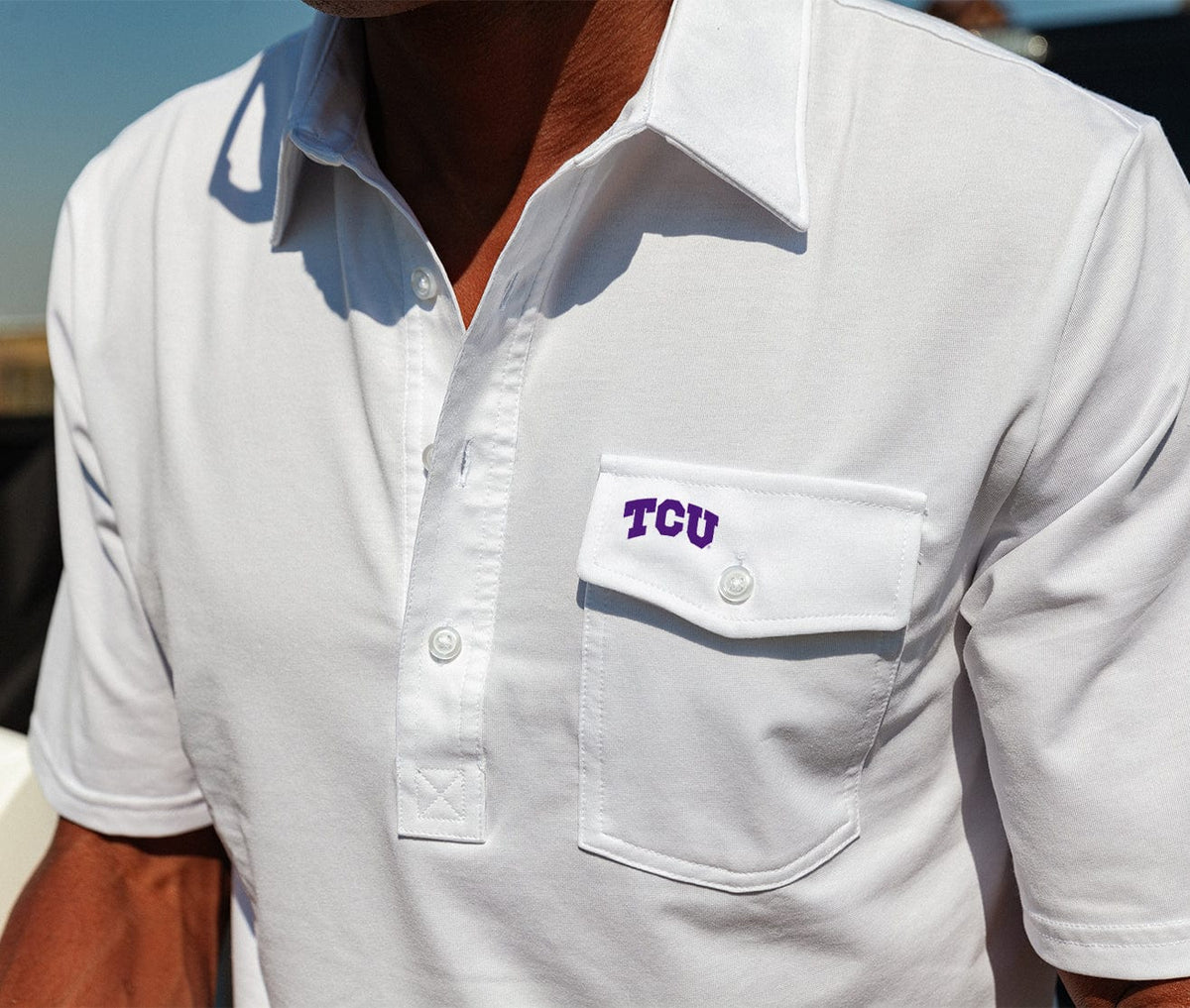 Criquet TCU in Coach's Performance Players Shirt, TCU Mark, White, view 3