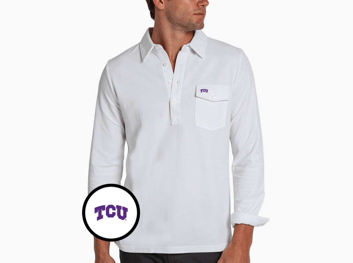 Criquet TCU Long Sleeve Players Shirt in TCU, White, view 1