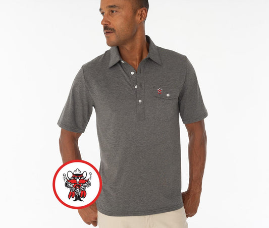 Criquet Texas Tech in Coach's Performance Players Shirt, Raider Red, Heather Gray, view 1