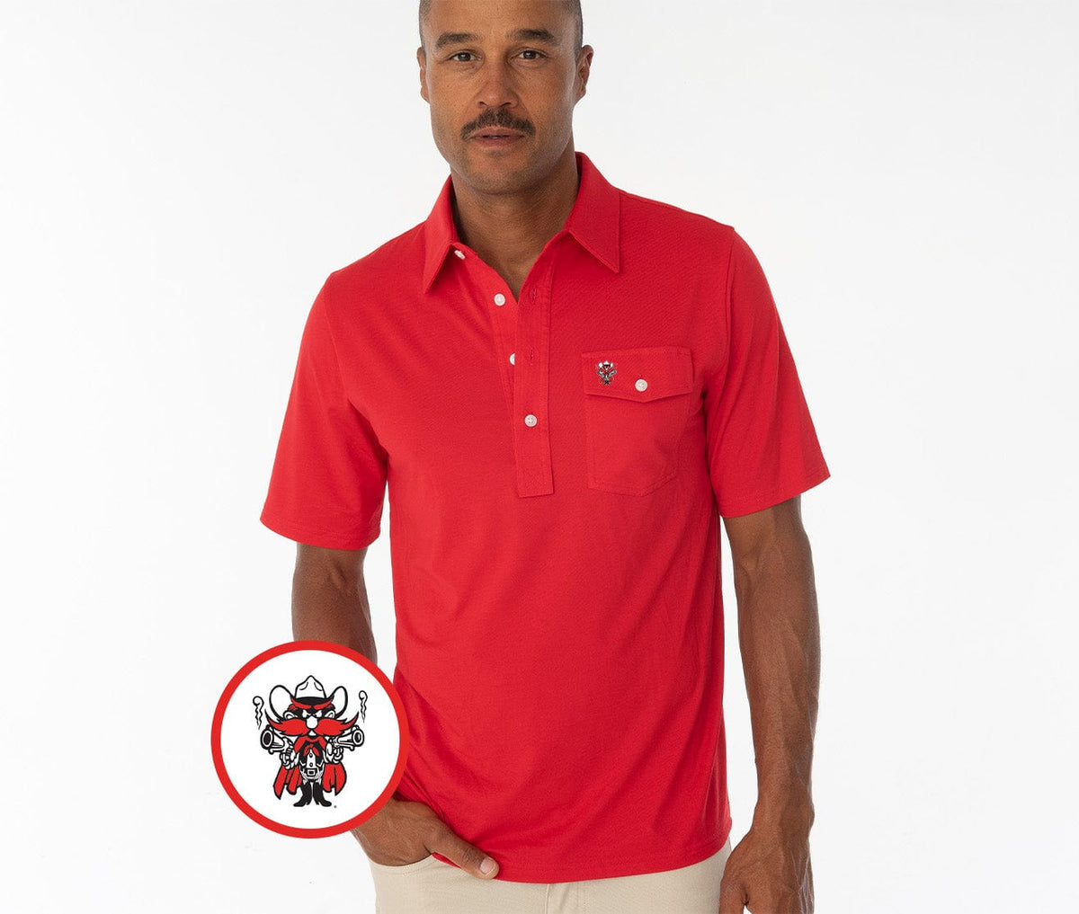 Criquet Texas Tech in Coach's Performance Players Shirt, Raider Red, Red, view 1
