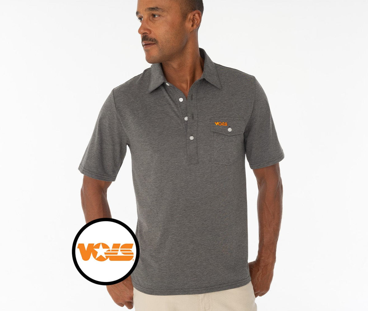 Criquet Tennessee in Coach's Performance Players Shirt, Vols, Heather Gray, view 1