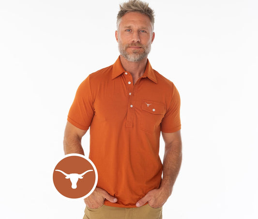 Criquet Texas in Coach's Performance Players Shirt, Longhorn, Burnt Orange, view 1