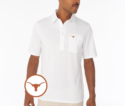 Criquet Texas in Coach's Performance Players Shirt, Longhorn, White, view 1
