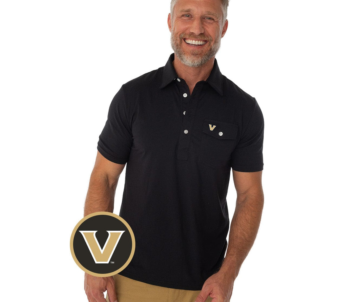 Criquet Vanderbilt in Coach's Performance Players Shirt, V Mark, Black, view 1