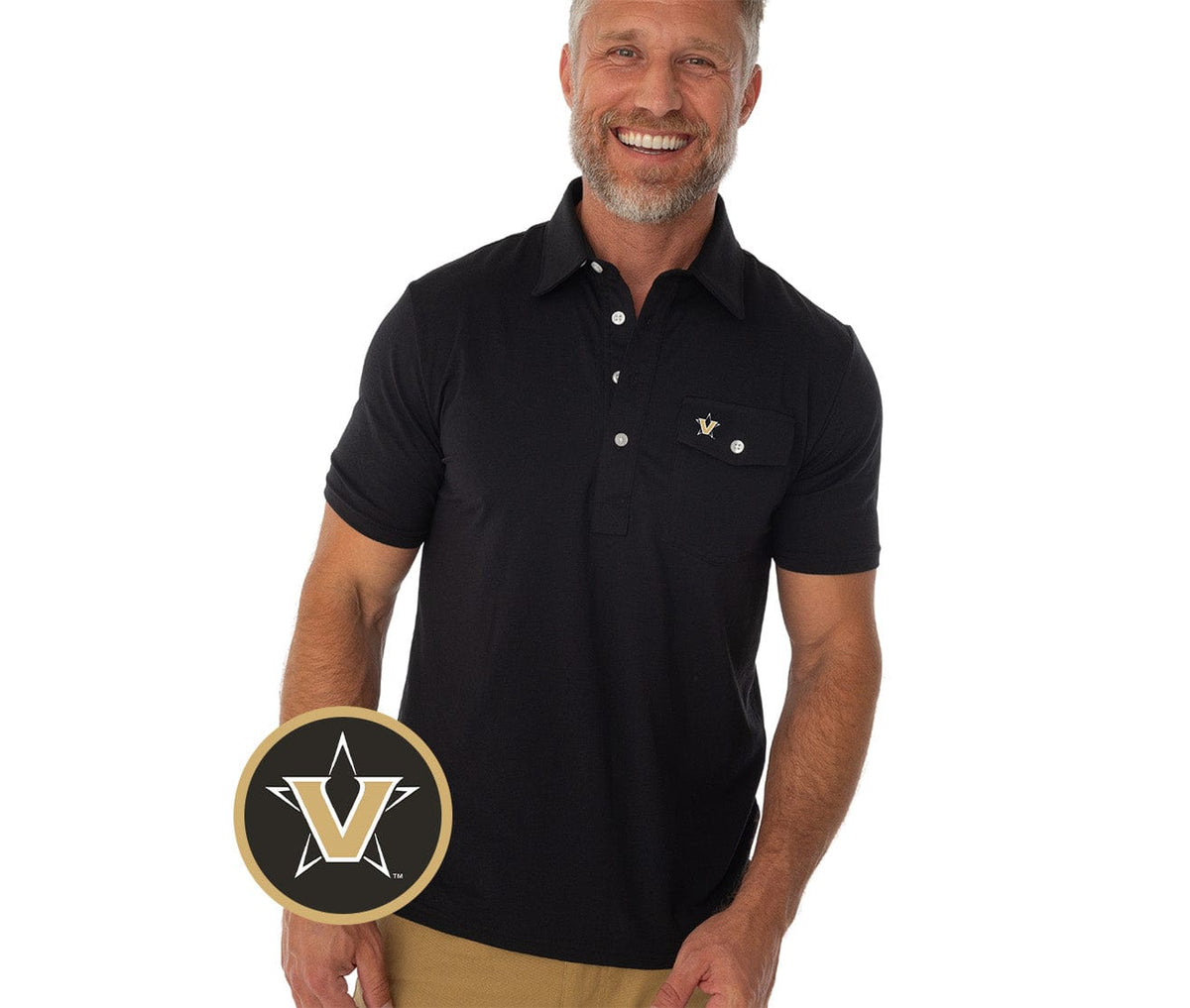 Criquet Vanderbilt in Coach's Performance Players Shirt, V Star, Black, view 1