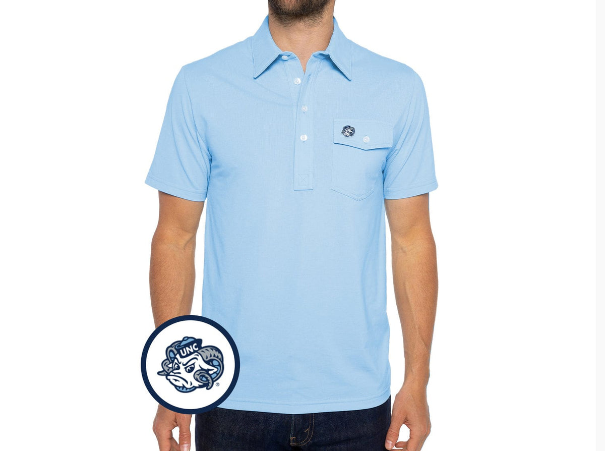 Criquet North Carolina in Coach's Performance Players Shirt, Tarheel Head, Lt. Blue, view 1