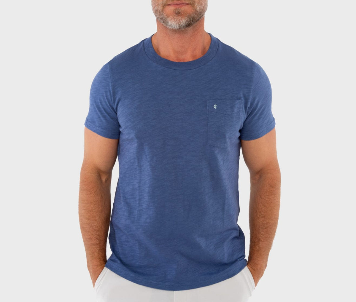 Criquet Slub Cotton Pocket T-Shirt in Vintage Indigo, view 3