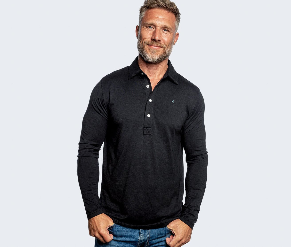 Criquet brrr° Long Sleeve Range Polo in Dark Knight, view 7