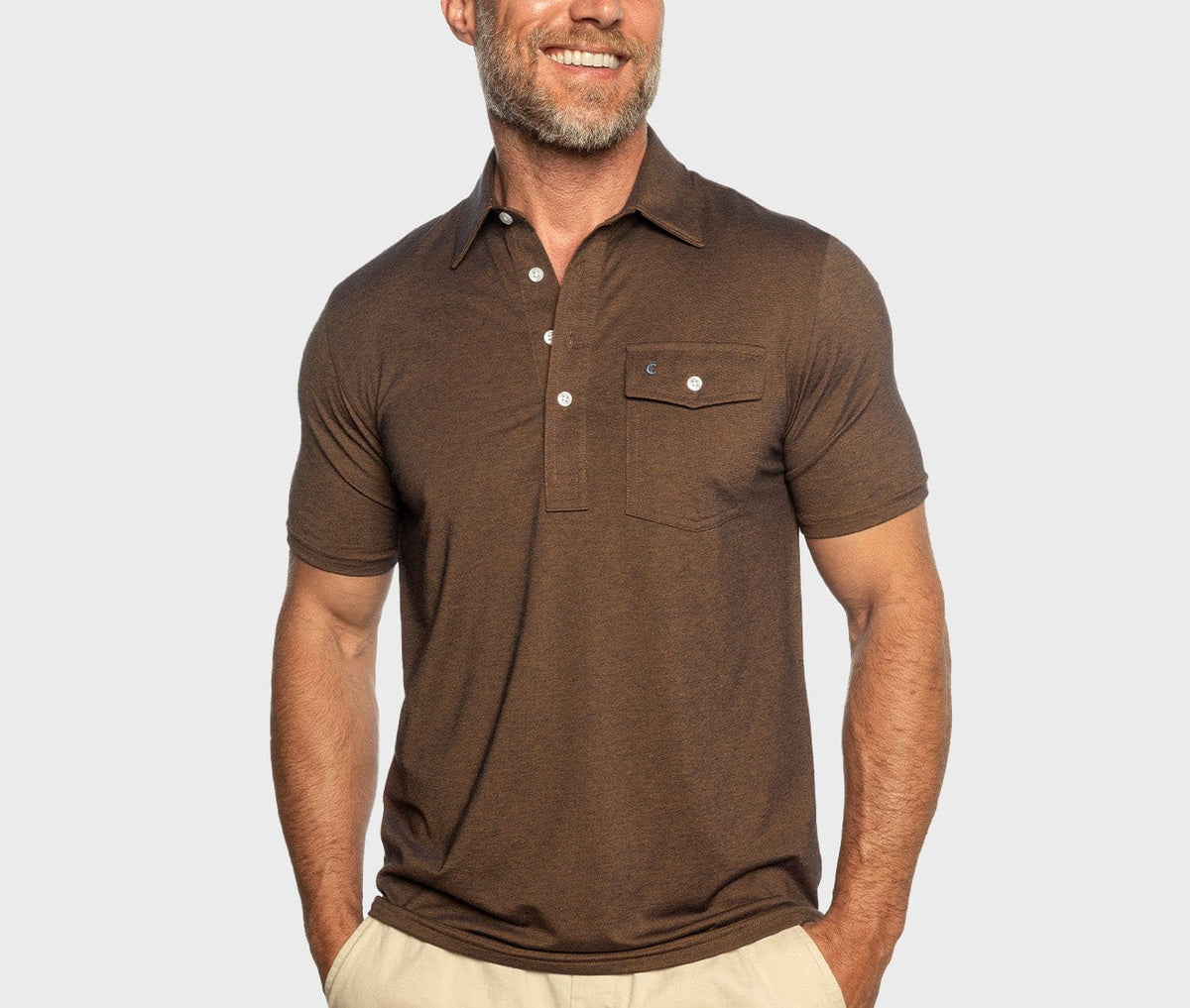 Criquet Performance Players Shirt in Woodsmoke, view 7
