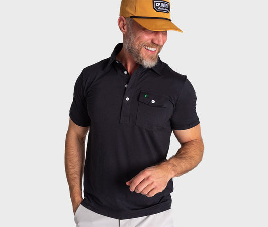 Criquet Performance Players Shirt in Black, view 1