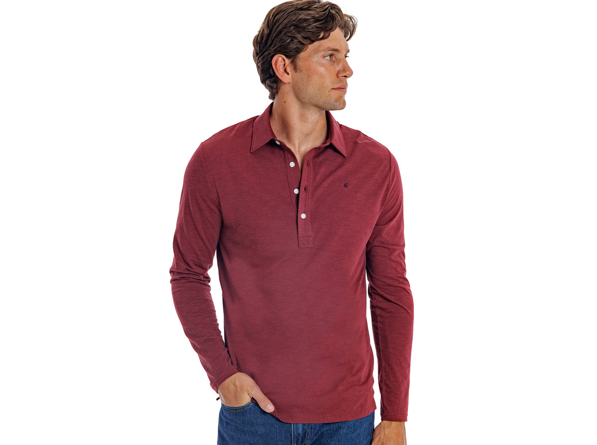 Criquet brrr° Long Sleeve Range Polo in Maroon, view 1