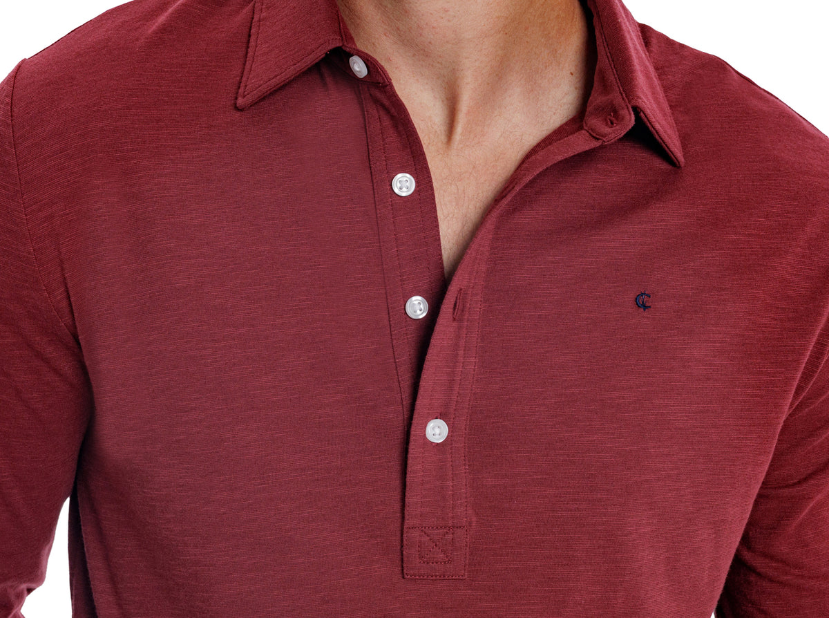 Criquet brrr° Long Sleeve Range Polo in Maroon, view 3