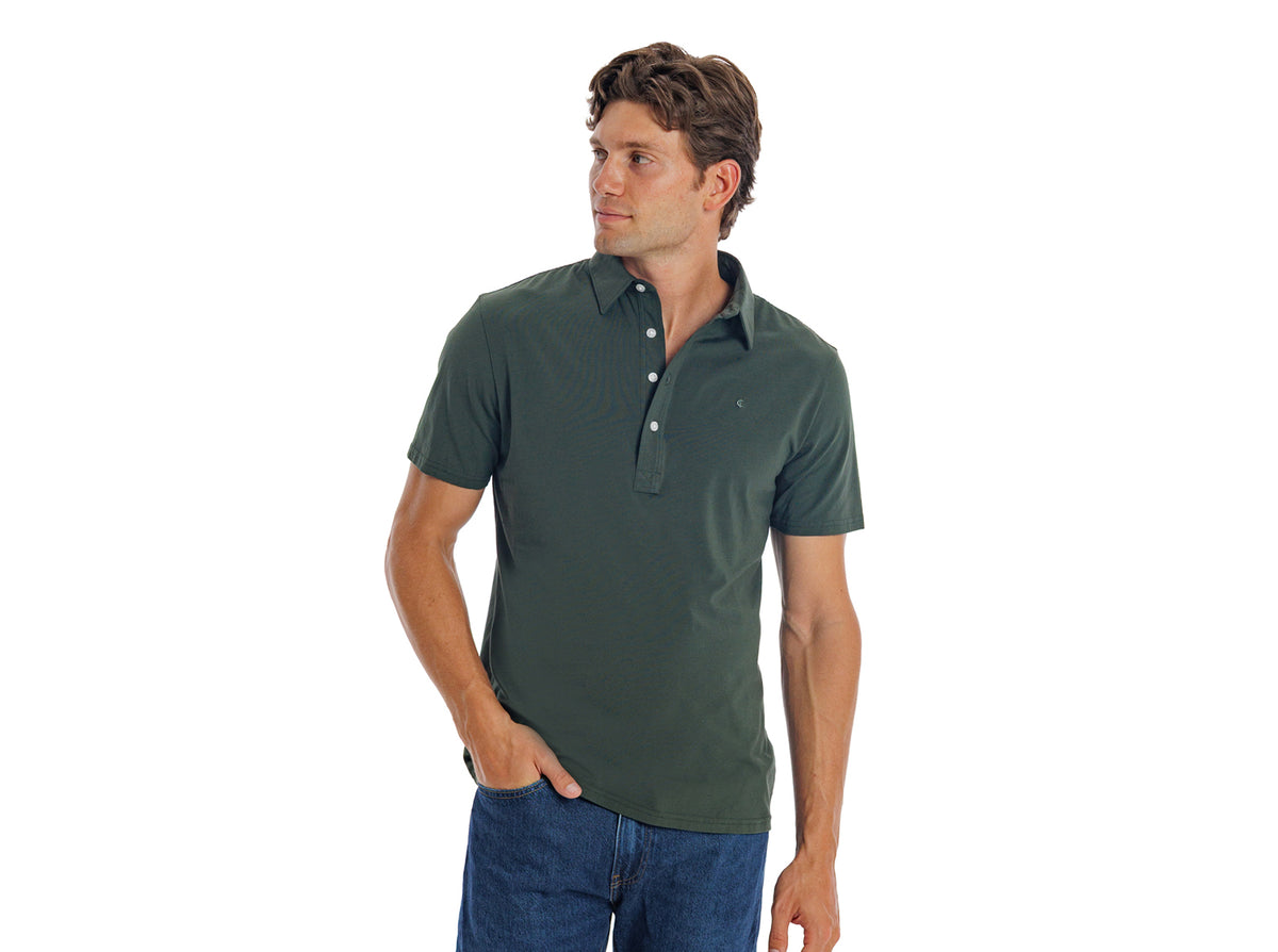 Criquet Slim Fit Top-Shelf Range Polo in Deep Woods, view 3