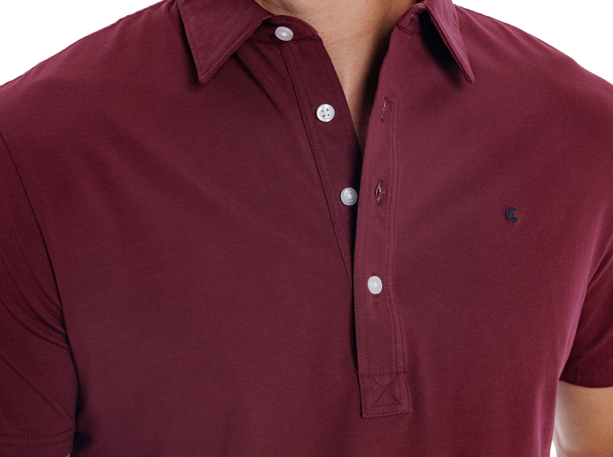 Criquet Slim Fit Top-Shelf Range Polo in Maroon, view 2