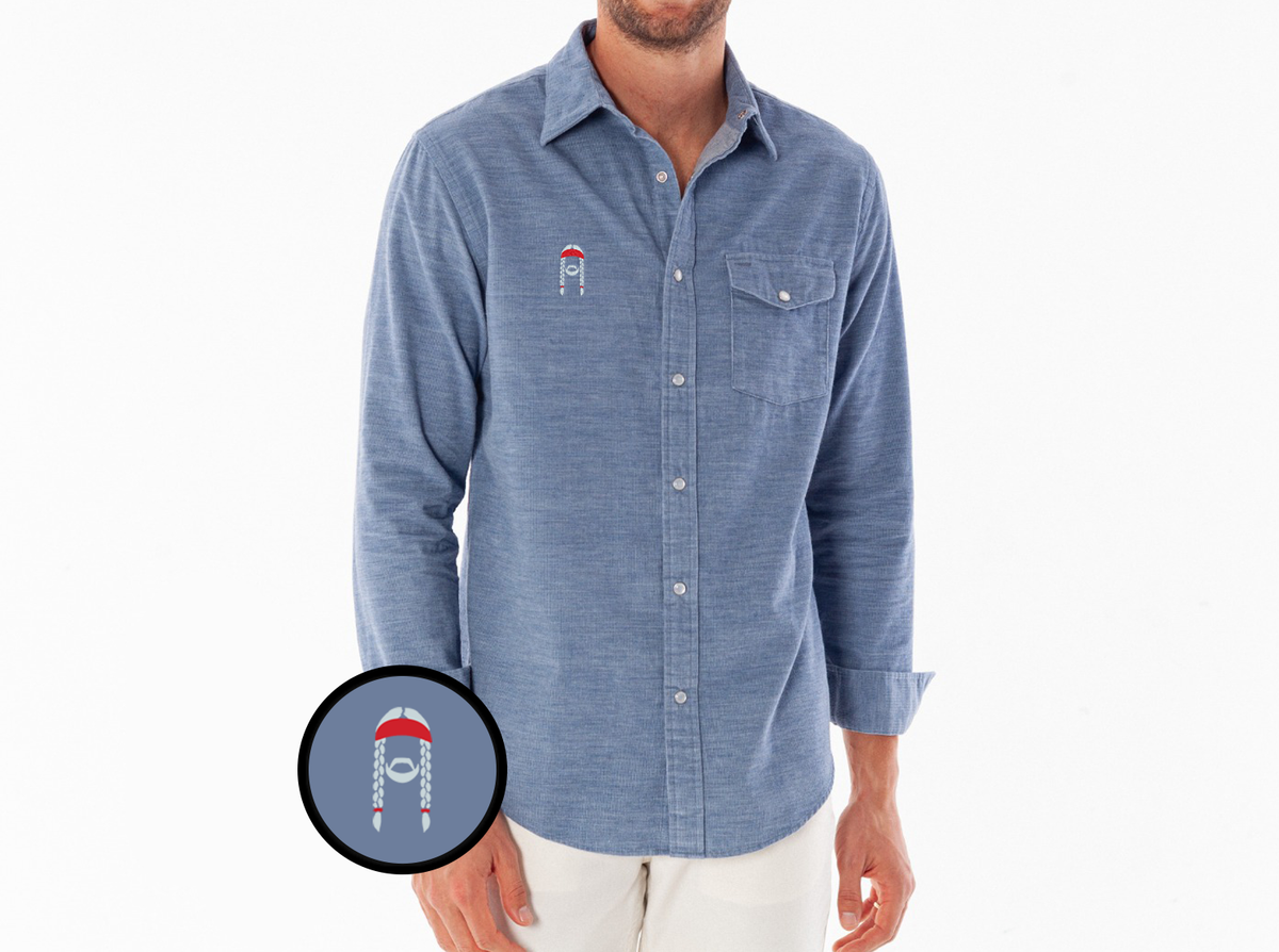 Willie Nelson Corduroy Pearl Snap - The Icon - Heather Steely Blue