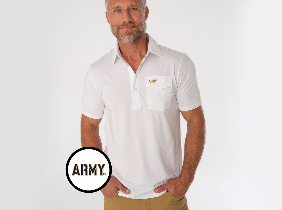 Criquet Army in Coach's Performance Players Shirt, Army, White, view 1