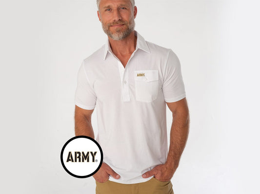 Criquet Army in Coach's Performance Players Shirt, Army, White, view 1