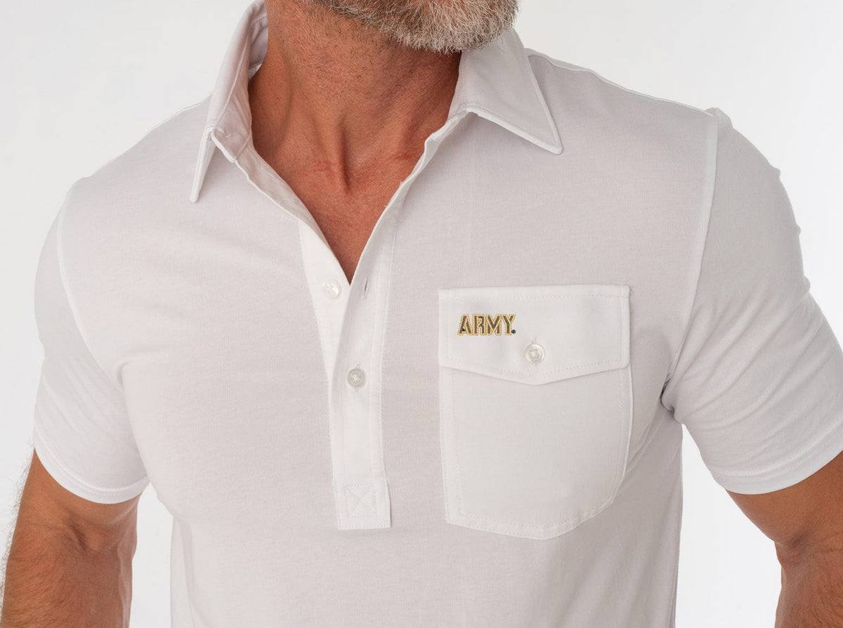 Criquet Army in Coach's Performance Players Shirt, Army, White, view 2