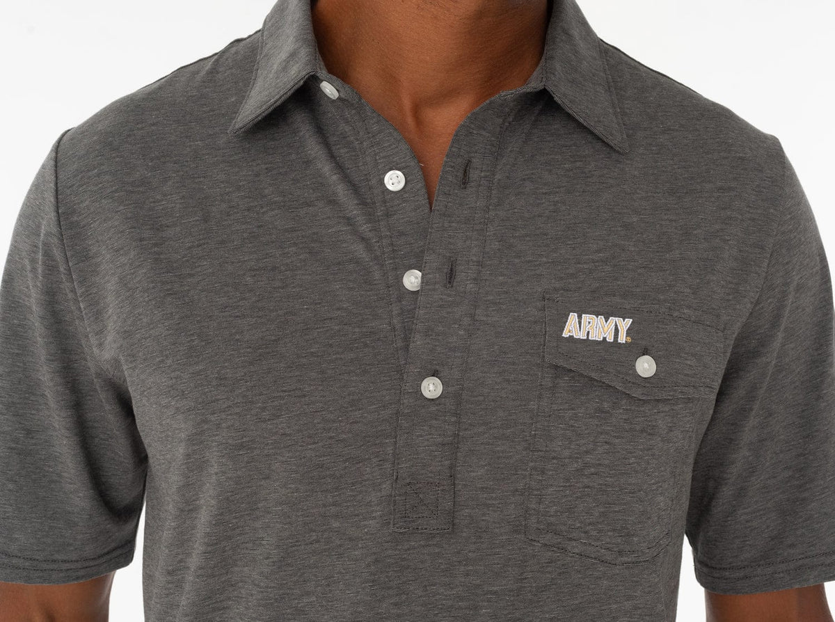 Criquet Army in Coach's Performance Players Shirt, Army, Heather Grey, view 2