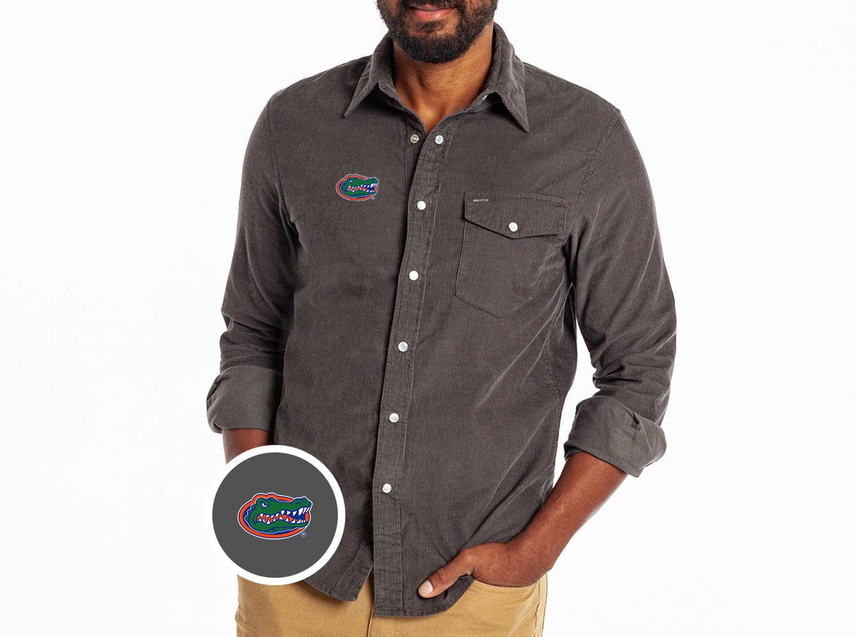 Criquet Florida Corduroy Pearl Snap in Albert, Charcoal, view 1