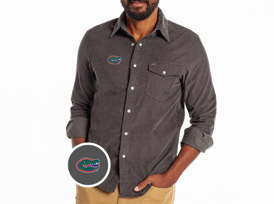 Criquet Florida Corduroy Pearl Snap in Albert, Charcoal, view 1