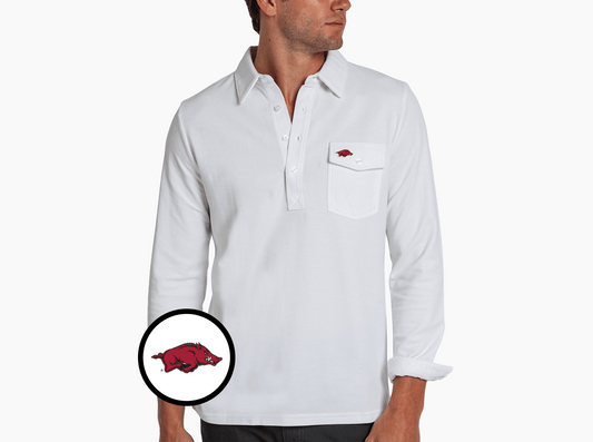 Criquet Arkansas Long Sleeve Players Shirt in Hog, White, view 1