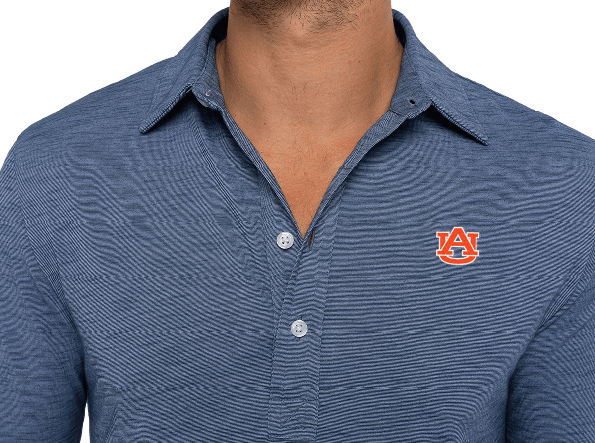 Criquet Auburn Brrr Long Sleeve Range Polo in Interlock, Riviera, view 2