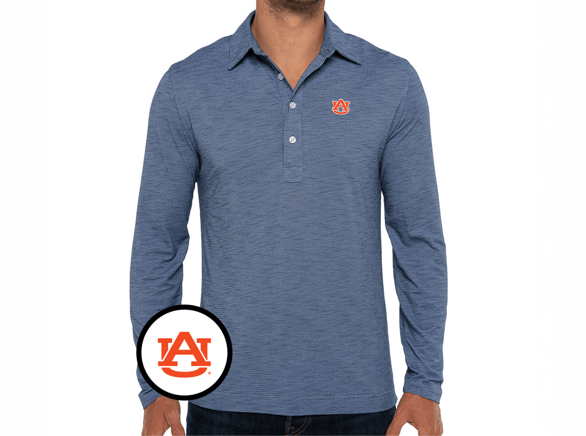 Criquet Auburn Brrr Long Sleeve Range Polo in Interlock, Riviera, view 1