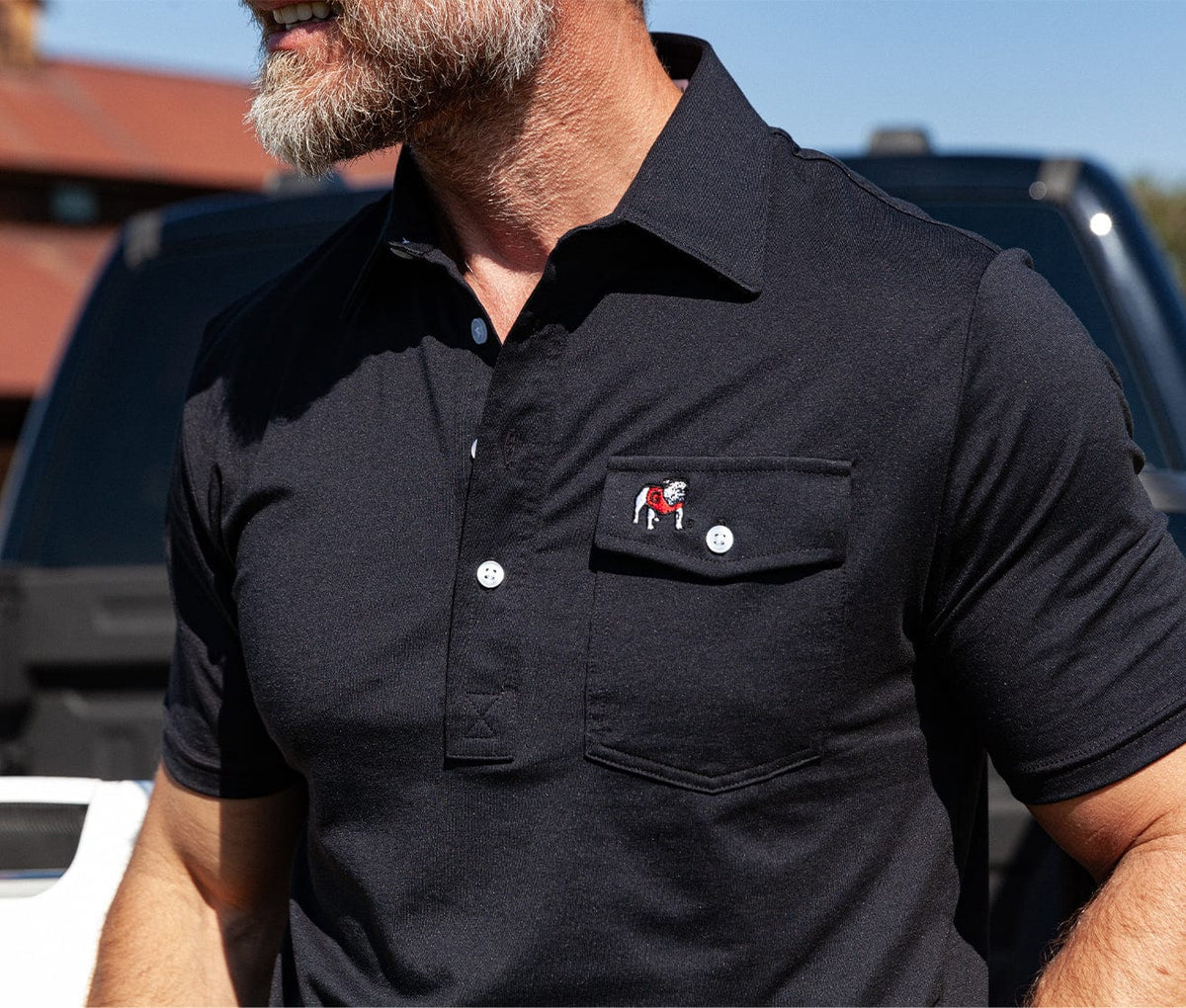 Criquet Georgia in Coaches Players Shirt, Bulldog, Black, view 5
