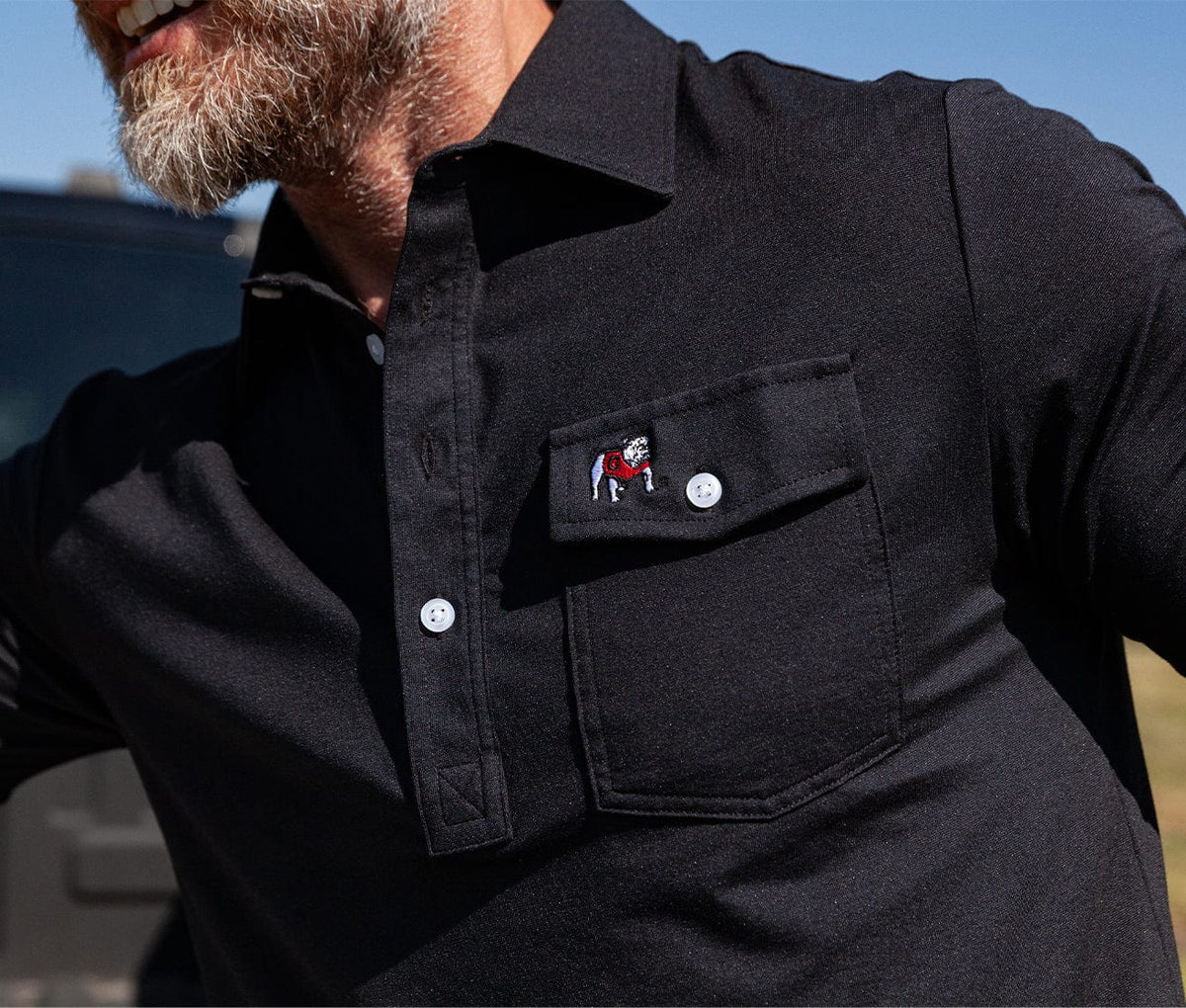 Criquet Georgia in Coaches Players Shirt, Bulldog, Black, view 6