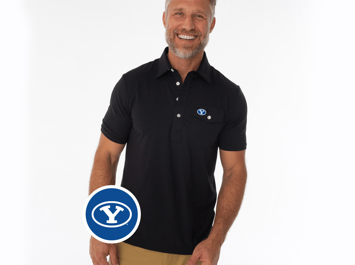 Criquet BYU Coach's Performance Players Shirt Oval Y in Black, view 1