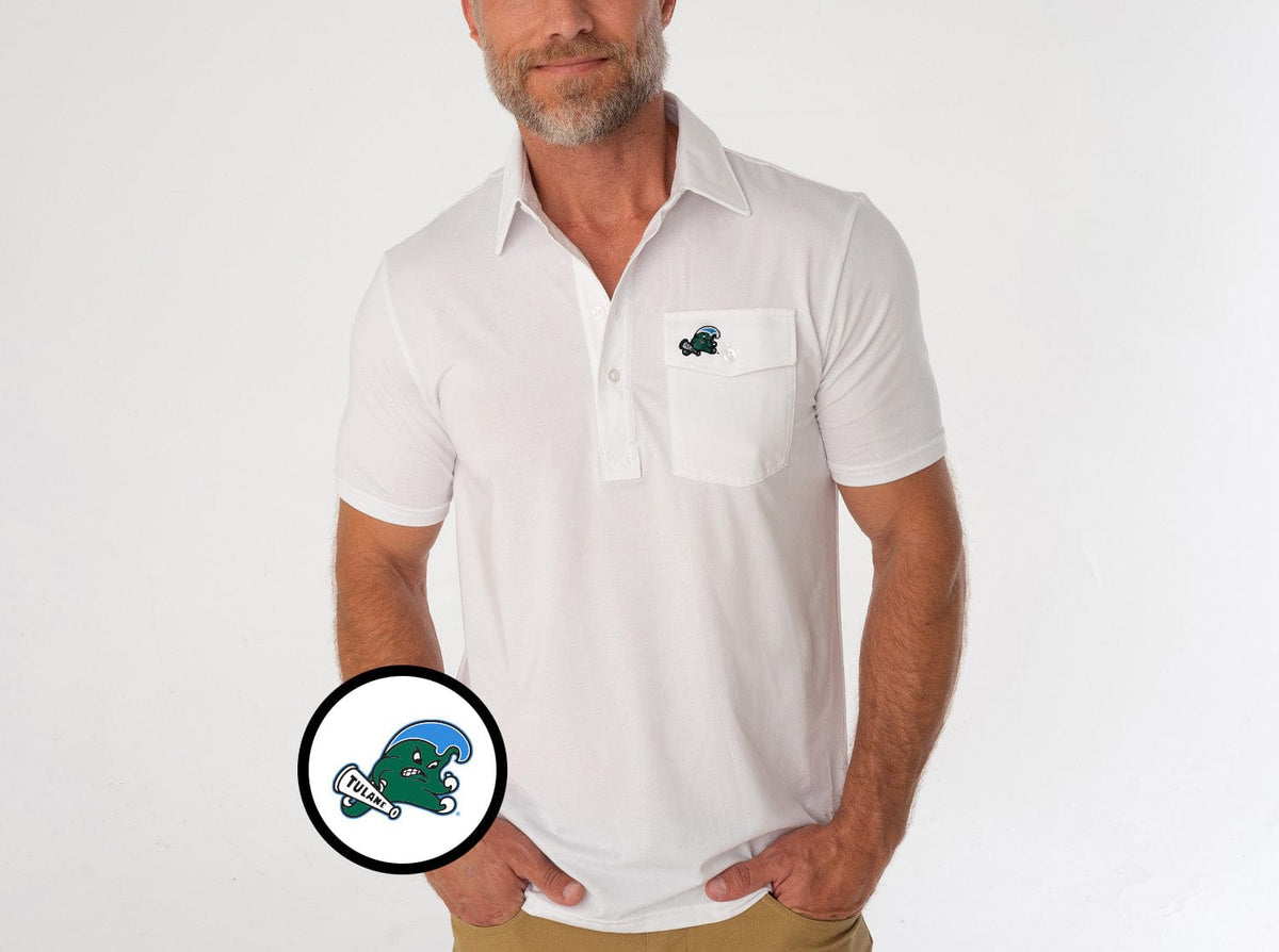 Criquet Tulane in Coach's Performance Players Shirt, Riptide, White, view 1