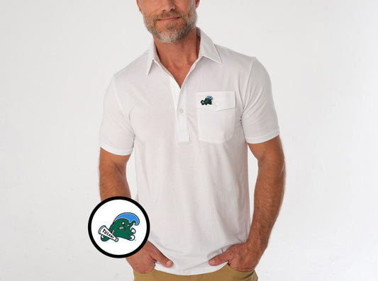 Criquet Tulane in Coach's Performance Players Shirt, Riptide, White, view 1