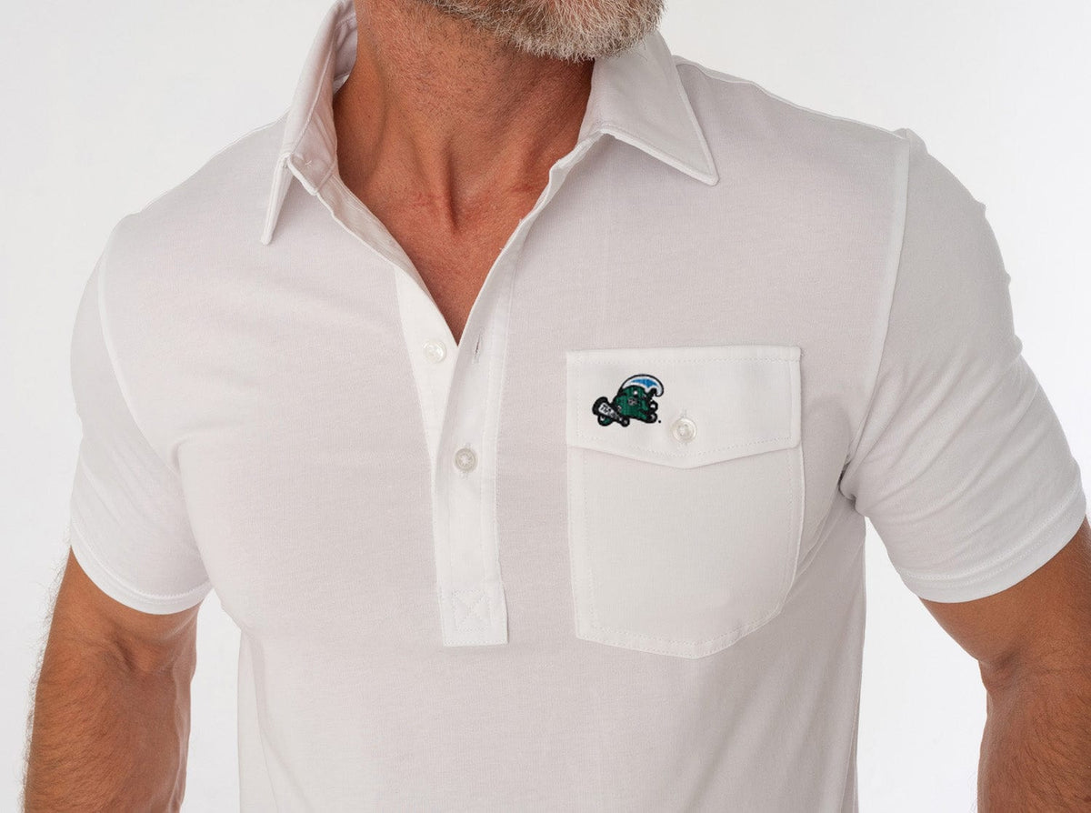 Criquet Tulane in Coach's Performance Players Shirt, Riptide, White, view 2