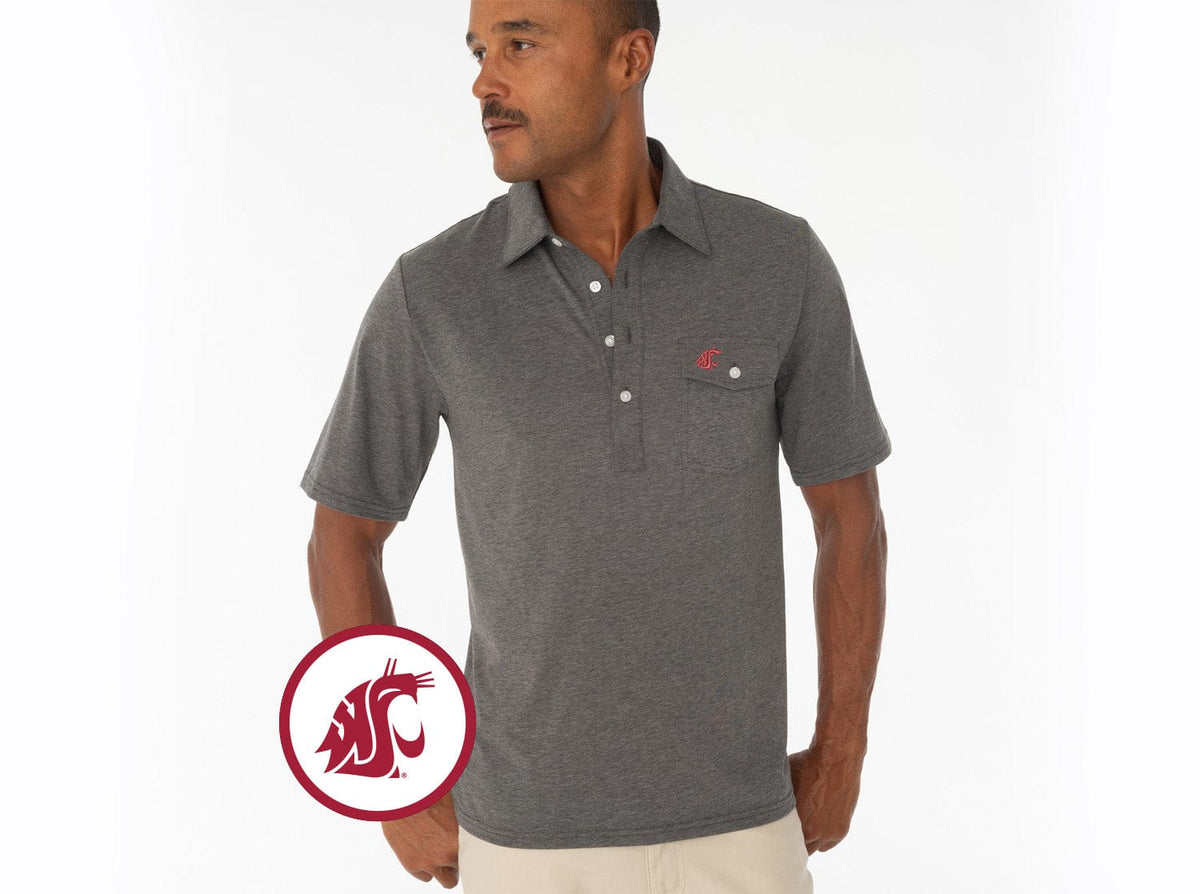 Criquet Washington State in Coach's Performance Players Shirt, Cougar, Heather Grey, view 1