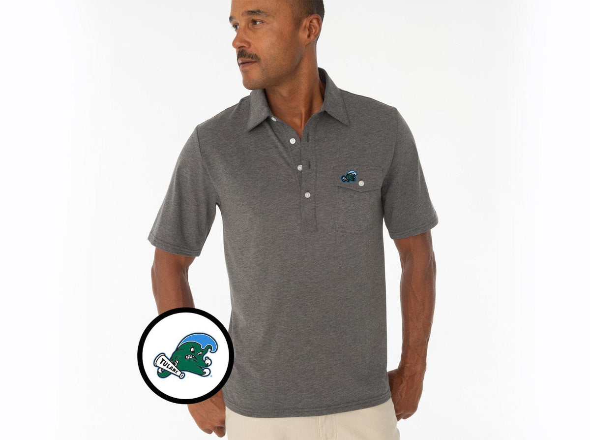 Criquet Tulane in Coach's Performance Players Shirt, Riptide, Heather Grey, view 1