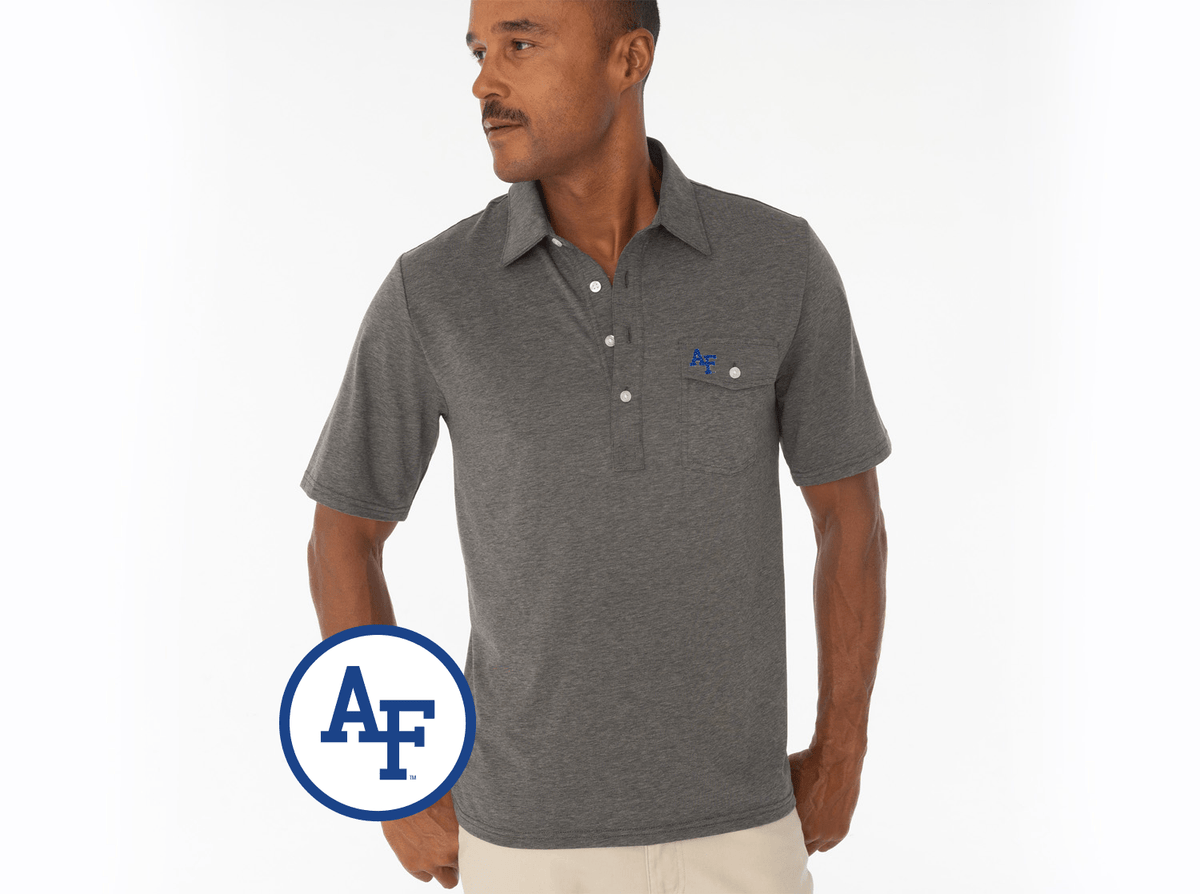 Criquet Air Force in Coach's Performance Players Shirt, Interlock, Heather Grey, view 1