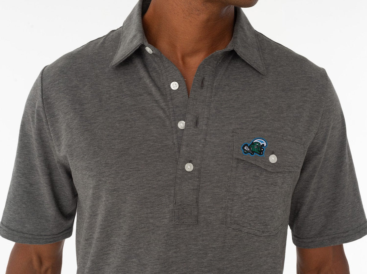 Criquet Tulane in Coach's Performance Players Shirt, Riptide, Heather Grey, view 2