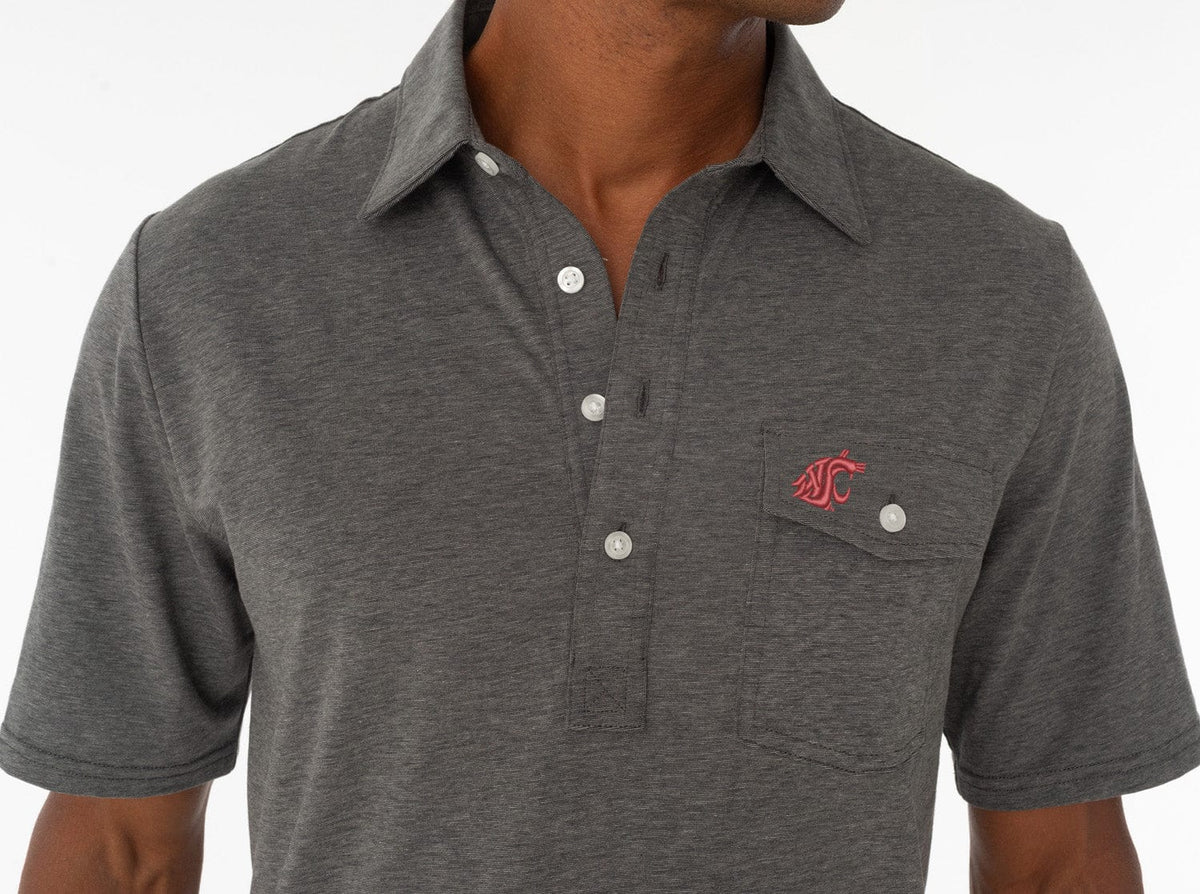 Criquet Washington State in Coach's Performance Players Shirt, Cougar, Heather Grey, view 2
