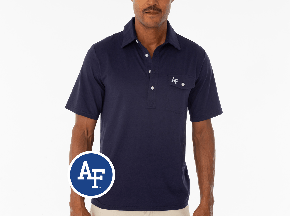Criquet Air Force in Coach's Performance Players Shirt, Interlock, Navy, view 1