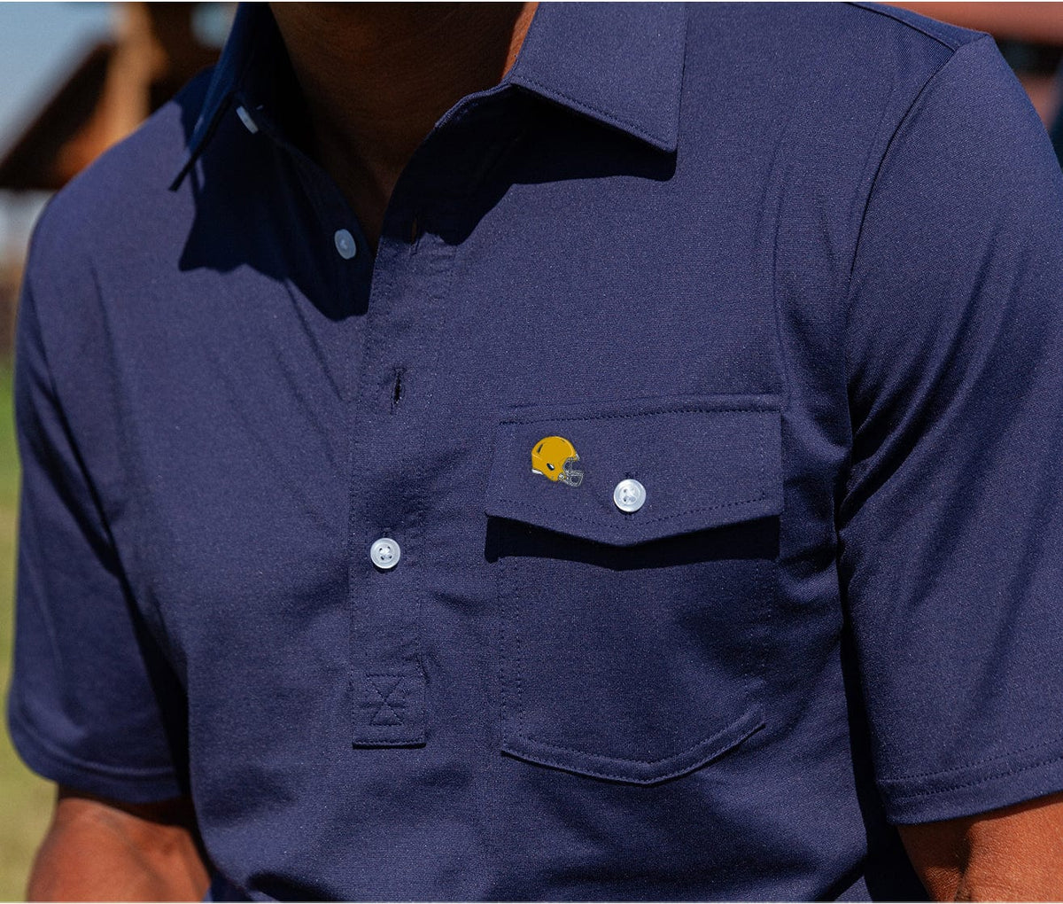 Criquet Notre Dame in Coach's Players Shirt, Helmet, Navy, view 2
