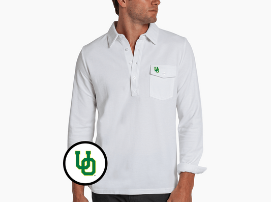 Criquet Oregon Long Sleeve Players Shirt in UO Icon, White, view 1