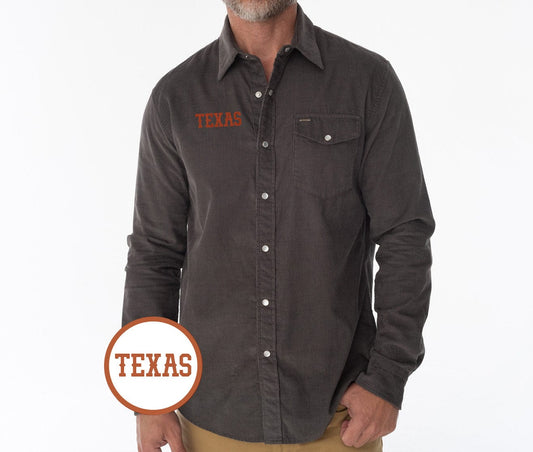 Criquet Texas Corduroy Pearl Snap in Texas, Charcoal, view 1