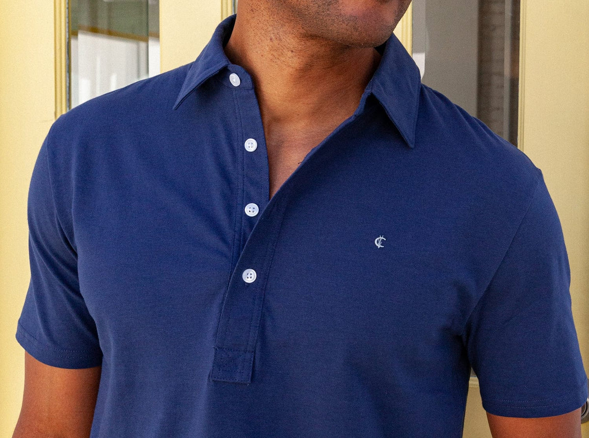 Criquet Slim Fit Top-Shelf Range Polo in Navy Blue, view 6
