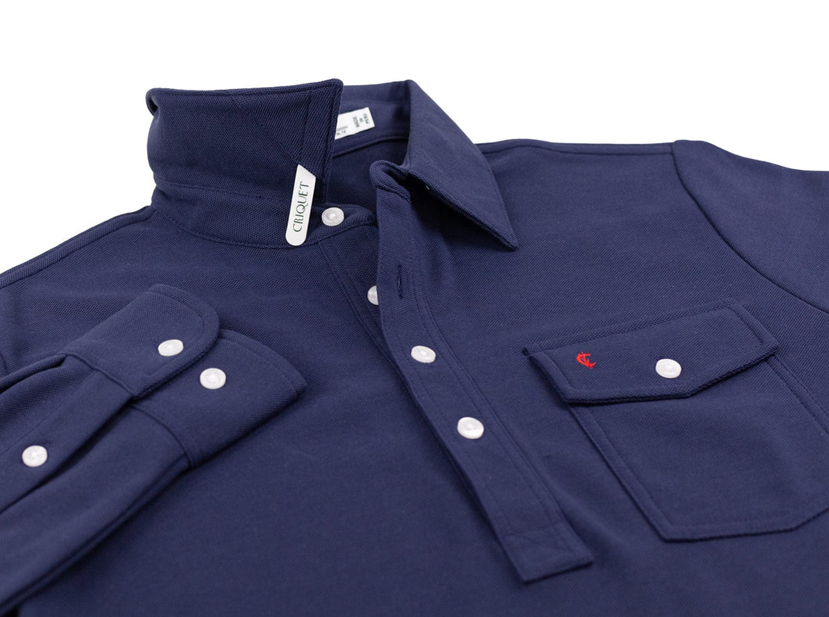 Criquet Long Sleeve Players Shirt in Peacoat, view 3